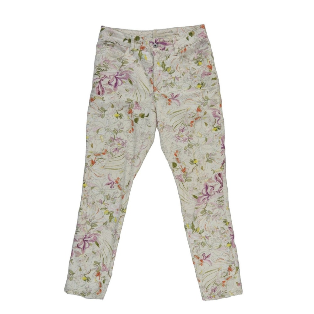 Pilcro Letterpress Cream Floral Jeans Women's Size 30P Petite High Rise Skinny